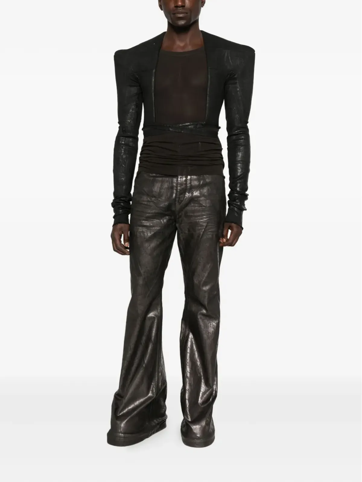 Rick Owens DRKSHDW ひび割れ風フレアジーンズ - 画像2
