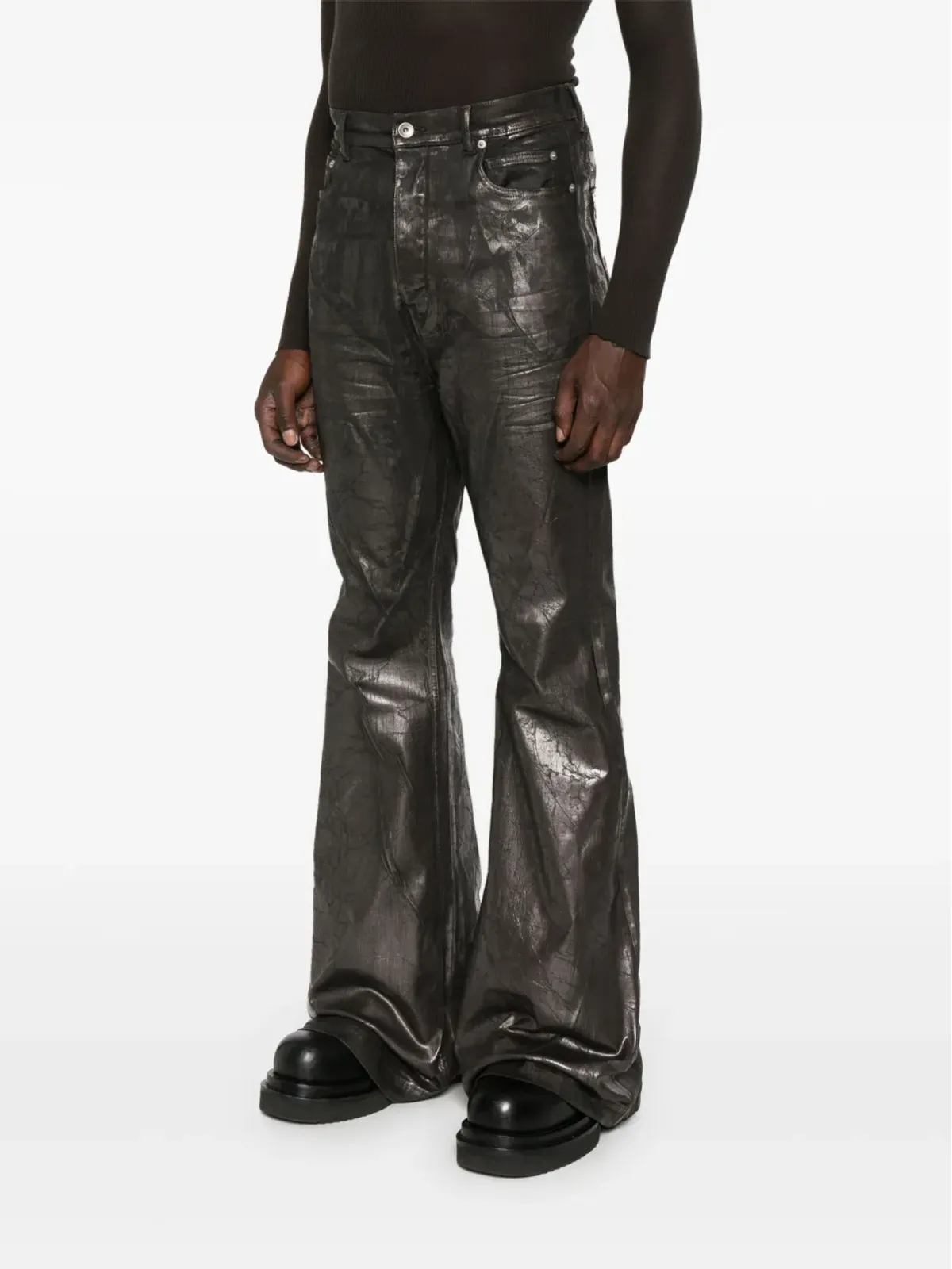 Rick Owens DRKSHDW ひび割れ風フレアジーンズ - 画像3