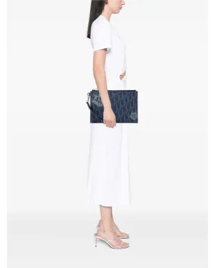 Christian Dior Pre-Owned オブリーク デニム ティアーズ A5フラットポーチ クラッチバッグ - ブルー - サムネイル2