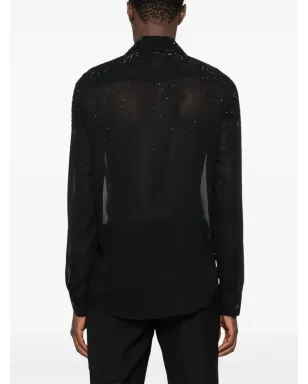 Patrizia Pepe ラインストーン装飾シャツ - Black - サムネイル4