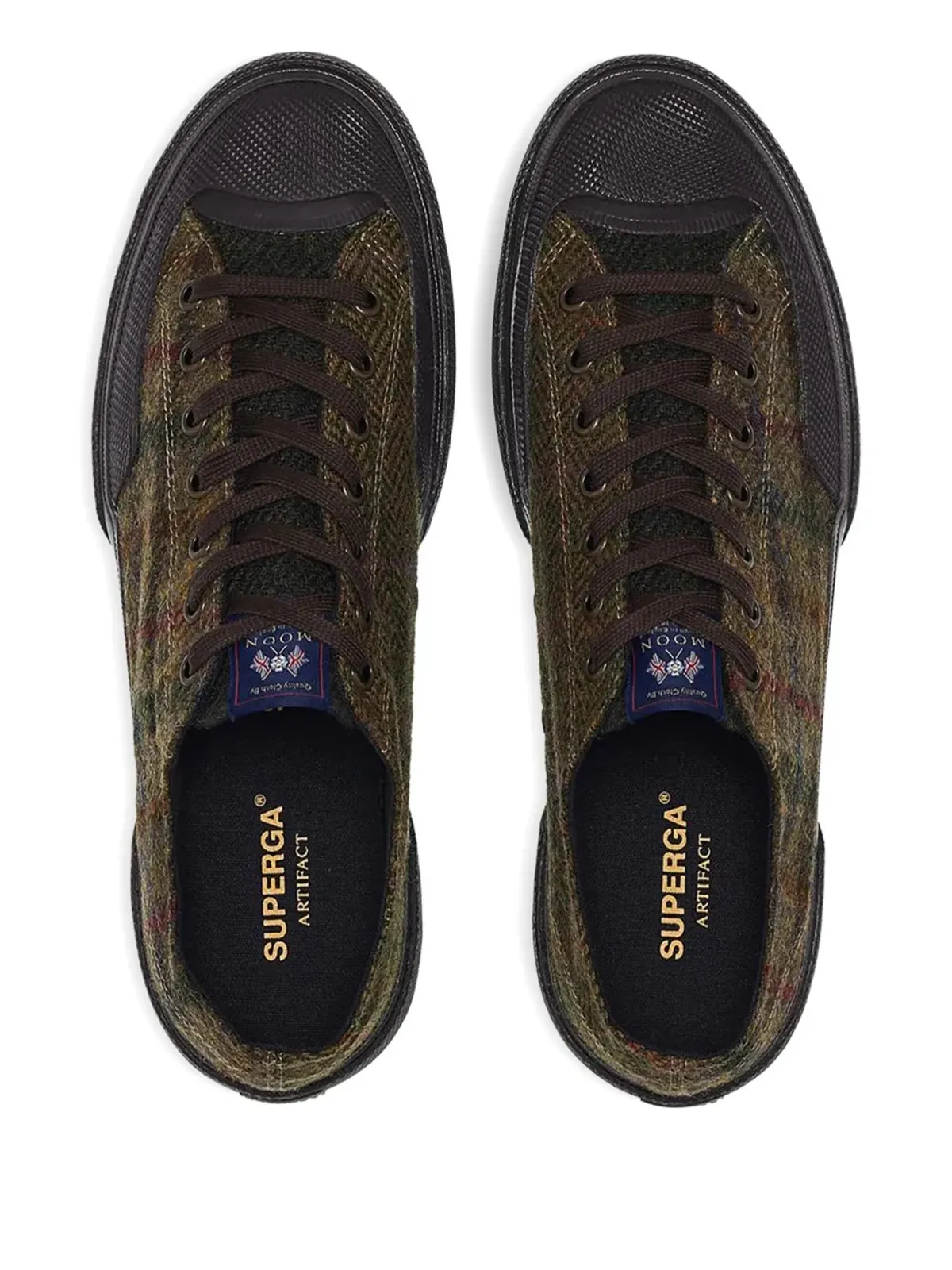 Superga 2432 チェック柄レースアップスニーカー グリーン - 画像3