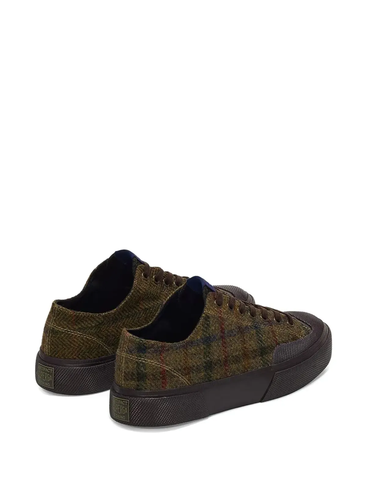 Superga 2432 チェック柄レースアップスニーカー グリーン - 画像4