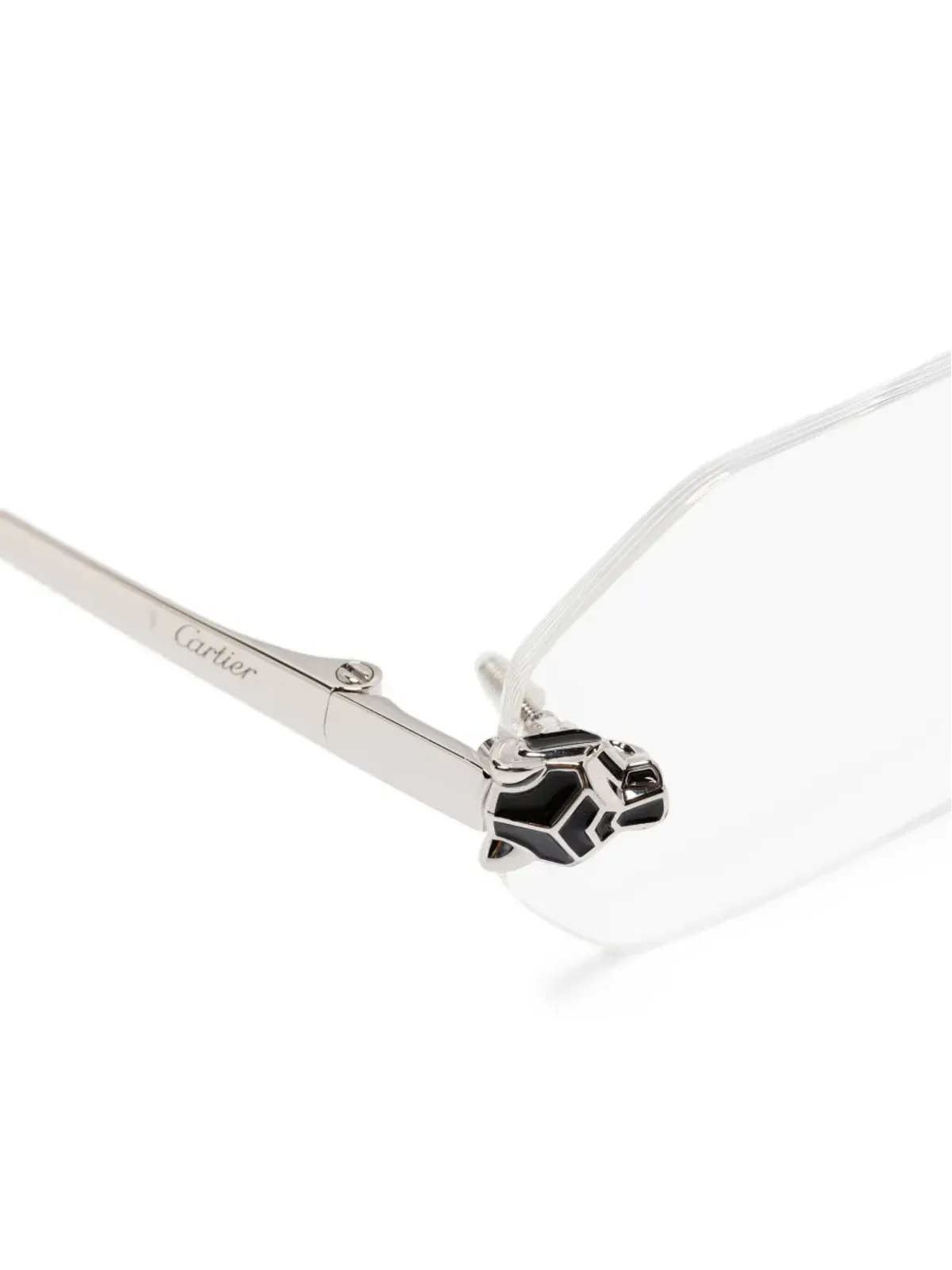 Cartier Eyewear パンサー・ヘッド・ディテール リムレス眼鏡 - 画像3