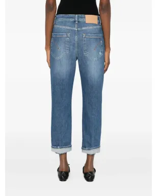 DONDUP ボタン付き distressed デニム クロップドジーンズ - サムネイル4