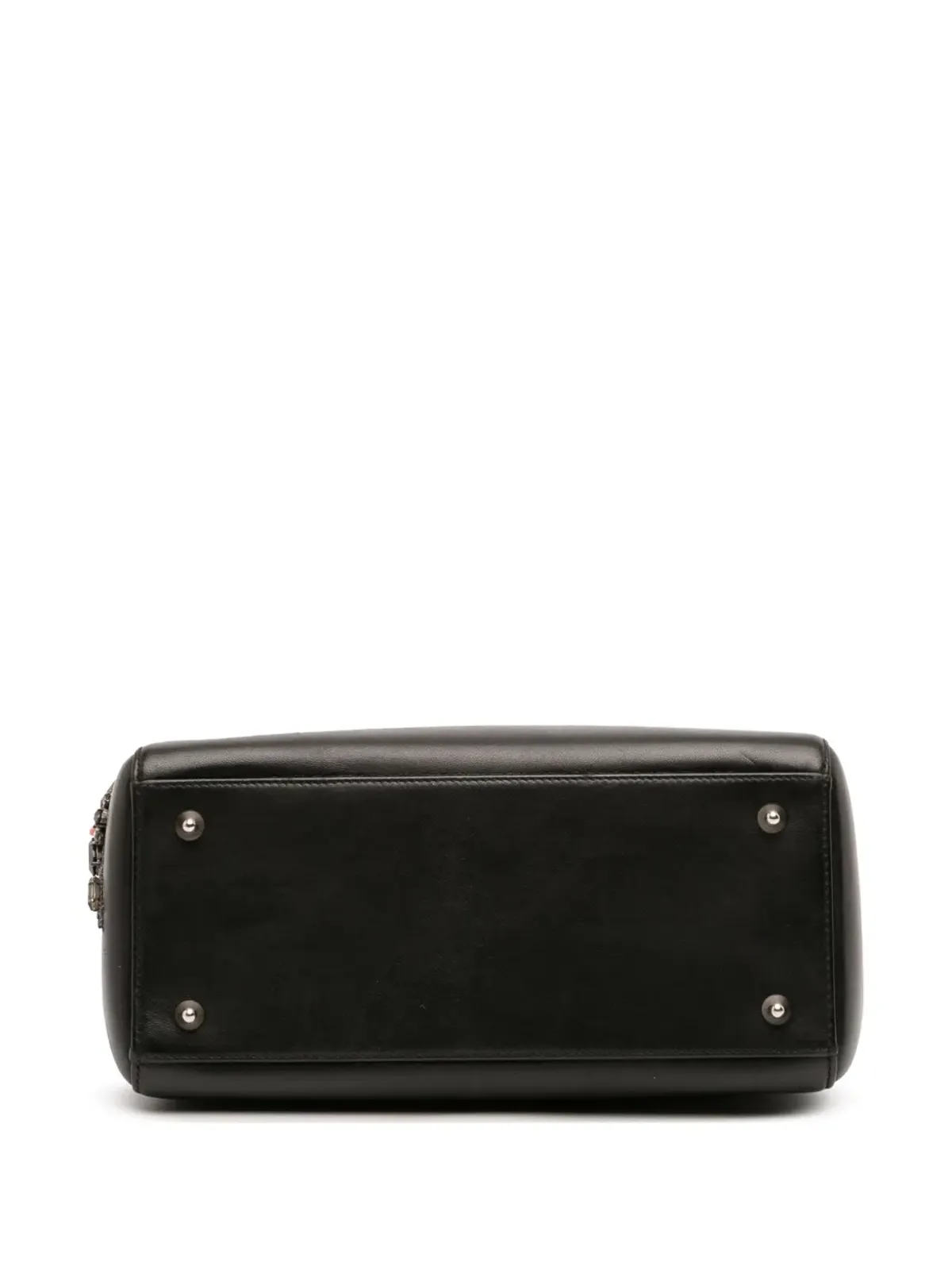 Christian Dior Pre-Owned 2014 Beaded Floral Embellished Lambskin Lady Dior satchel - Black - 画像4