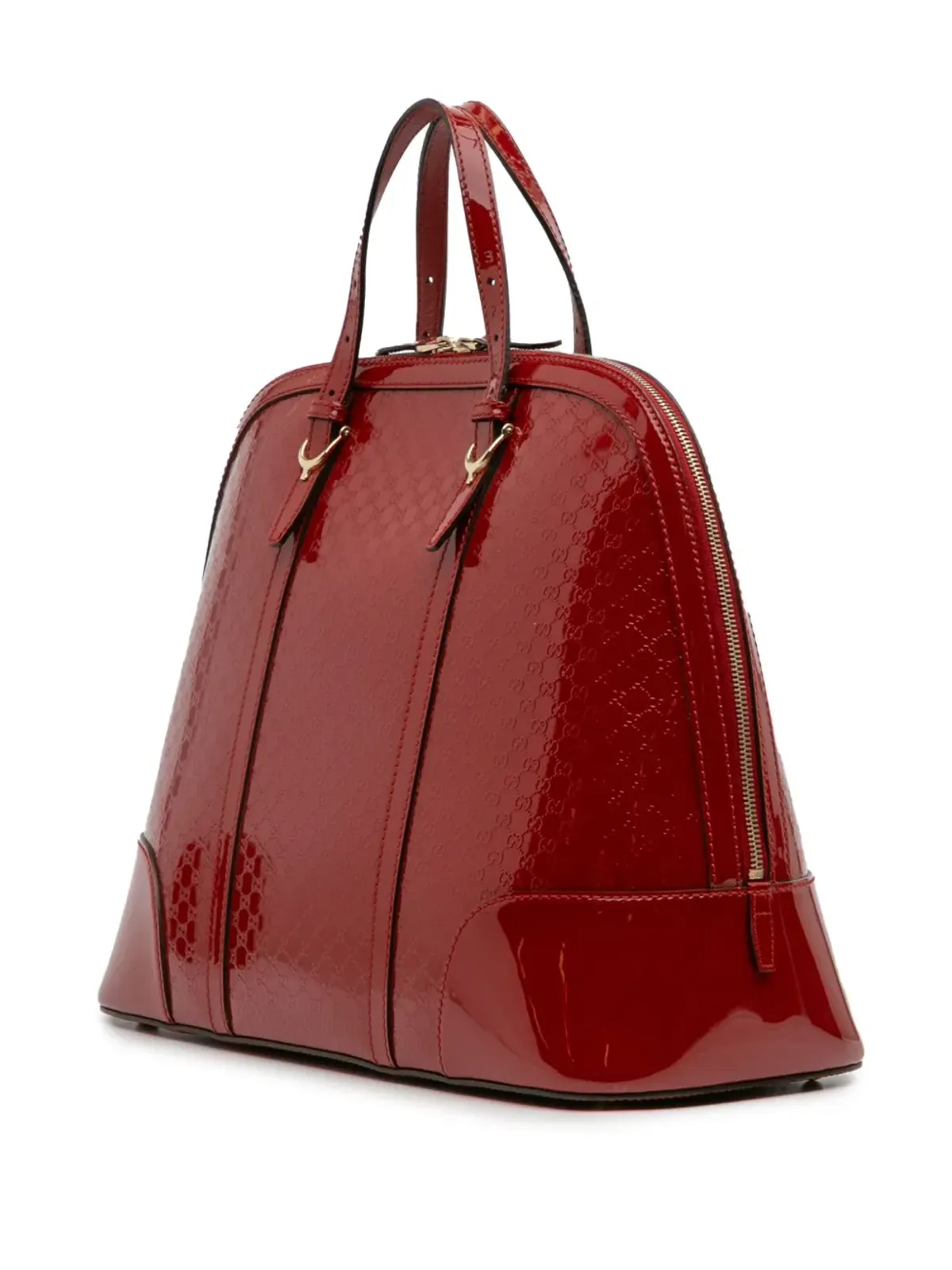 Gucci Pre-Owned マイクログッチシマ・パテント ドーム型トップハンドルバッグ（サッチェル） - Red - 画像3