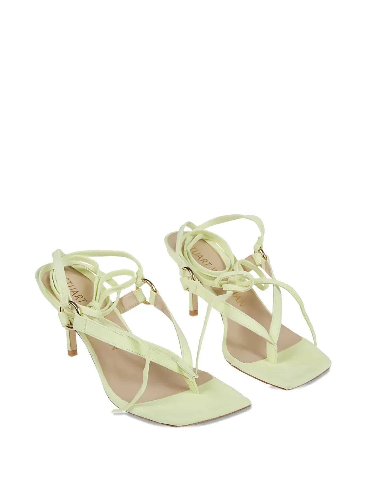 Stuart Weitzman 70mm Lalita レースアップスクエアトゥサンダル（グリーン） - 画像5