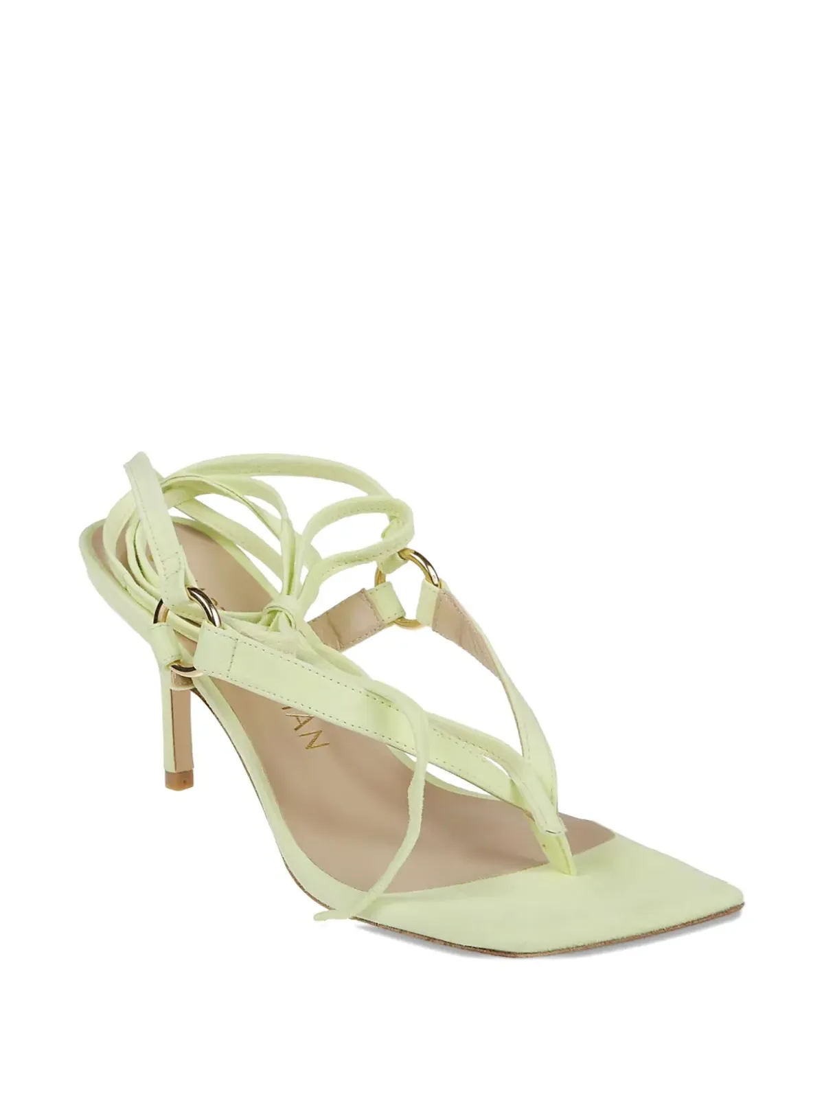 Stuart Weitzman 70mm Lalita レースアップスクエアトゥサンダル（グリーン） - 画像2