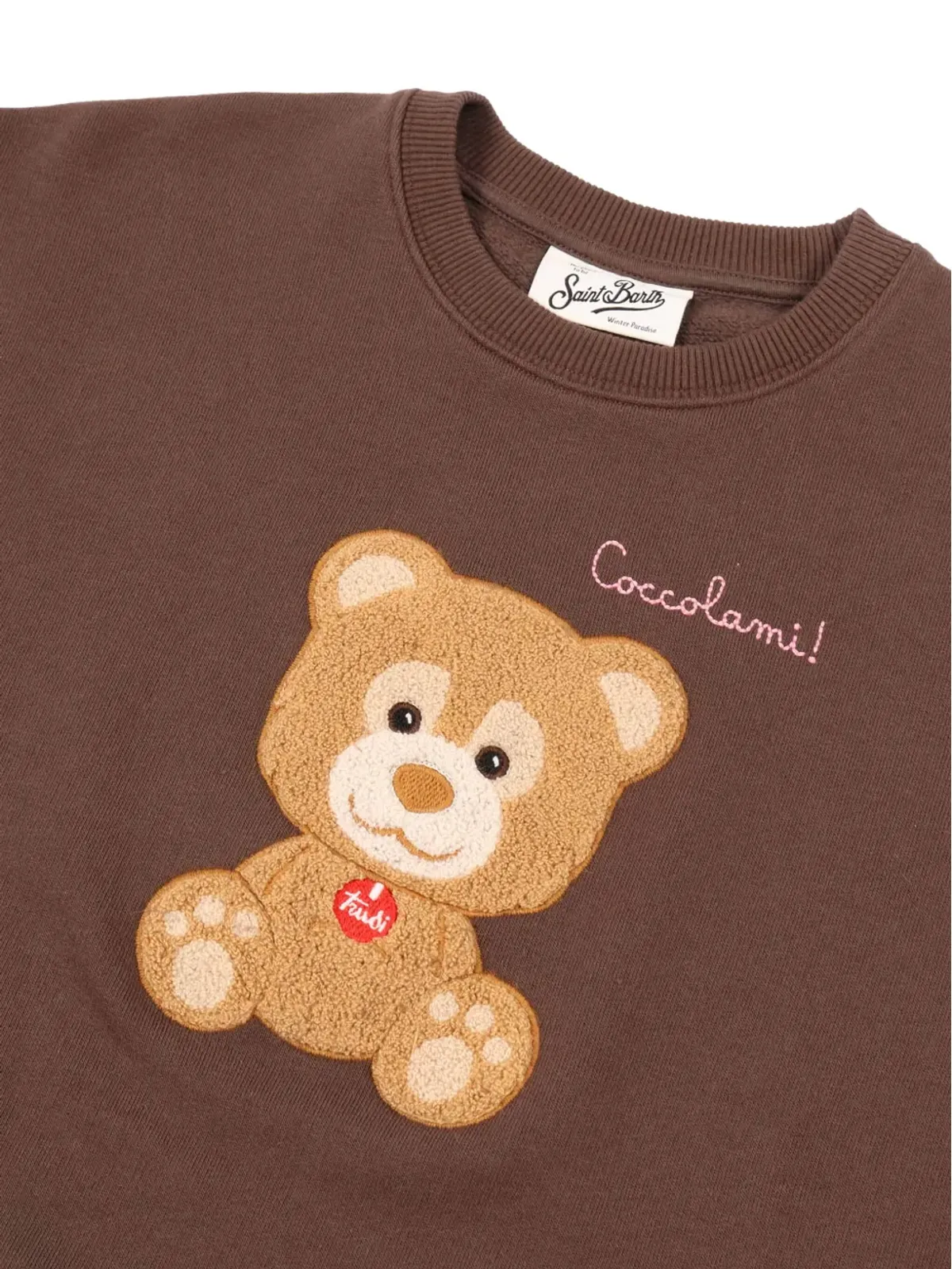MC2 Saint Barth Kids 茶色の刺繍テリー素材スウェット - 画像3