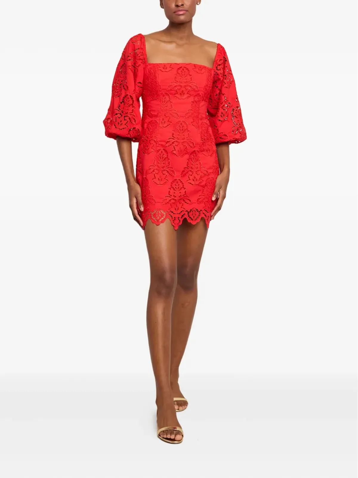 Cara Cara Montauk puff-sleeve mini dress - Red - 画像2