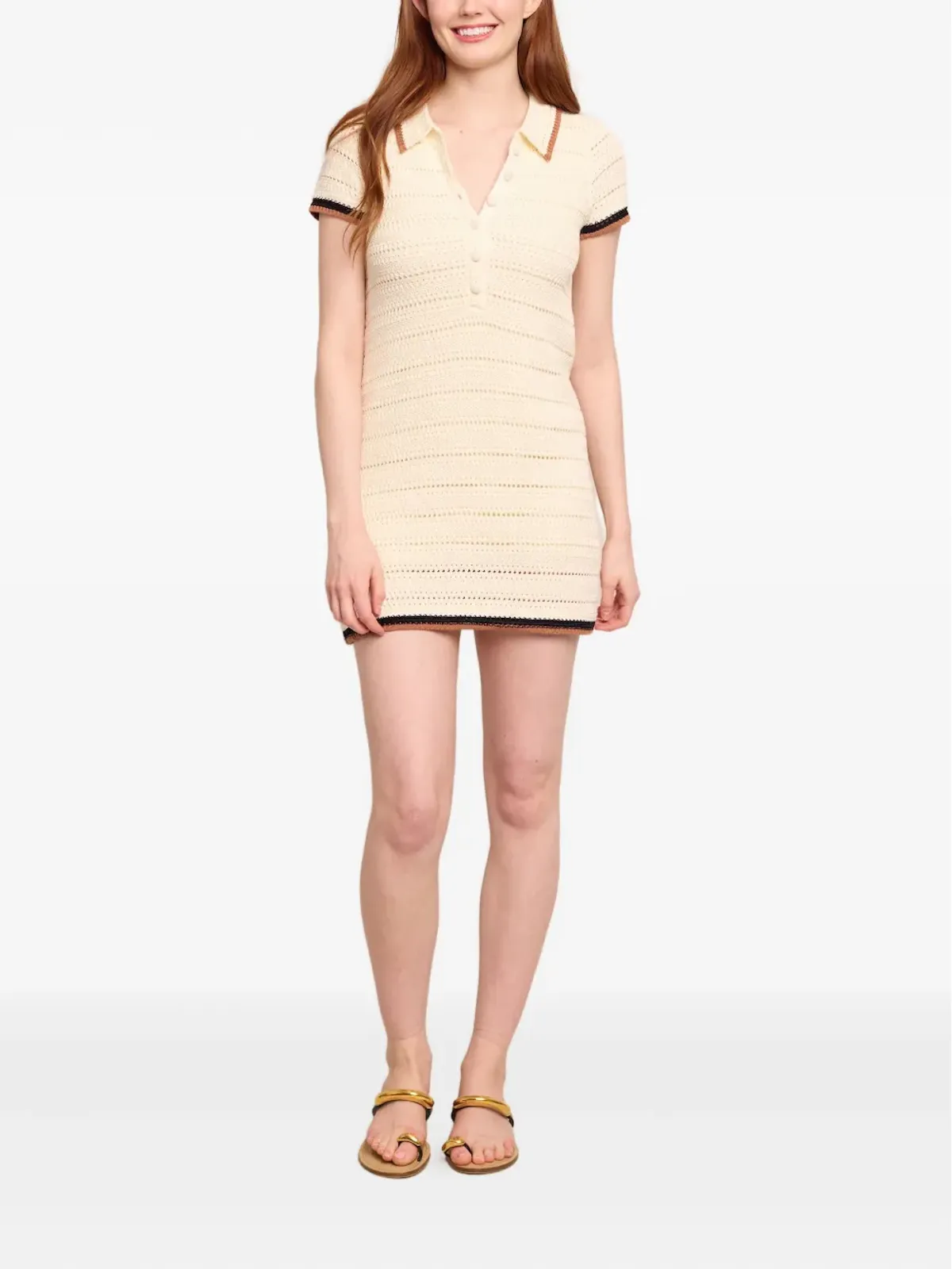 Cara Cara Lydia crochet polo dress - Neutrals - 画像2