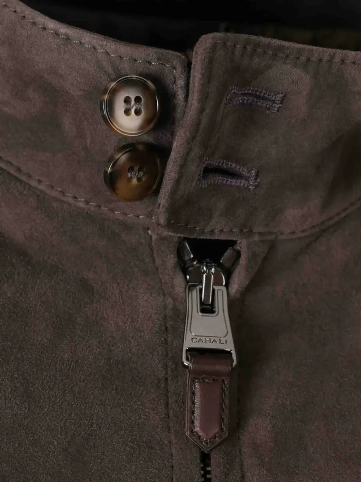 Canali モックネック ボンバージャケット ブラウン - 画像3
