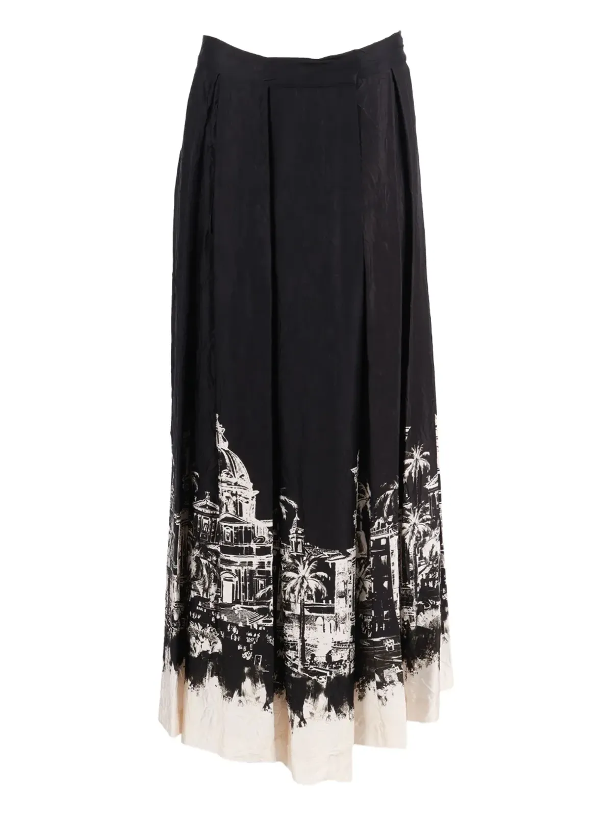 Shirtaporter プリント入りプリーツマキシスカート - 画像1