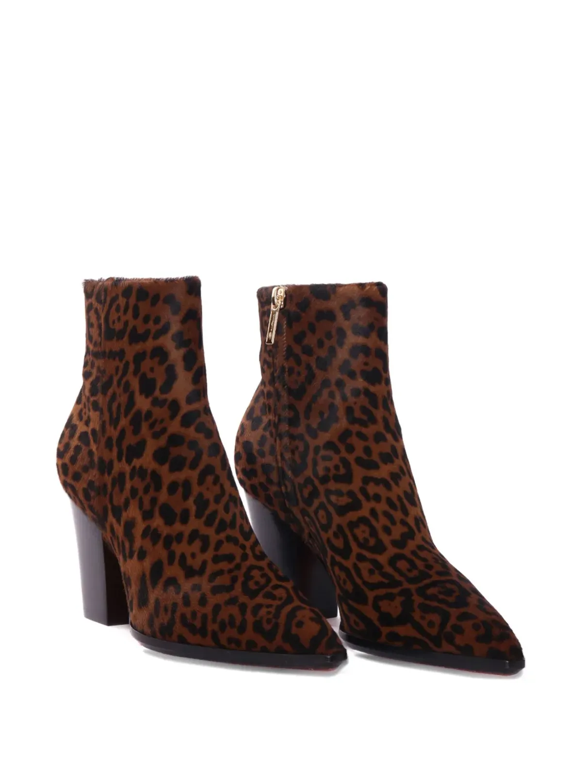 Santoni ヒョウ柄ブロックヒール アンクルブーツ ブラウン - 画像2