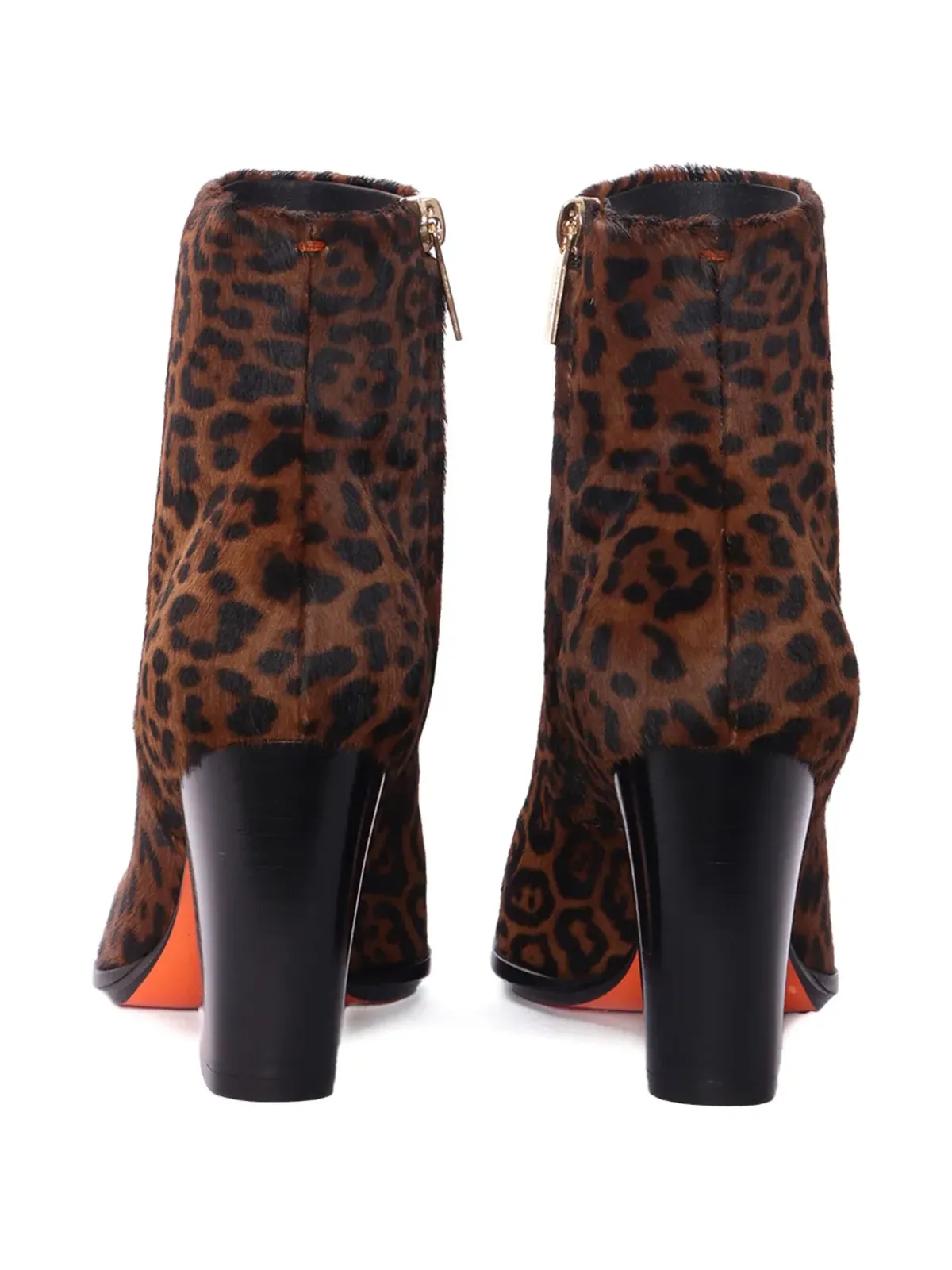 Santoni ヒョウ柄ブロックヒール アンクルブーツ ブラウン - 画像3