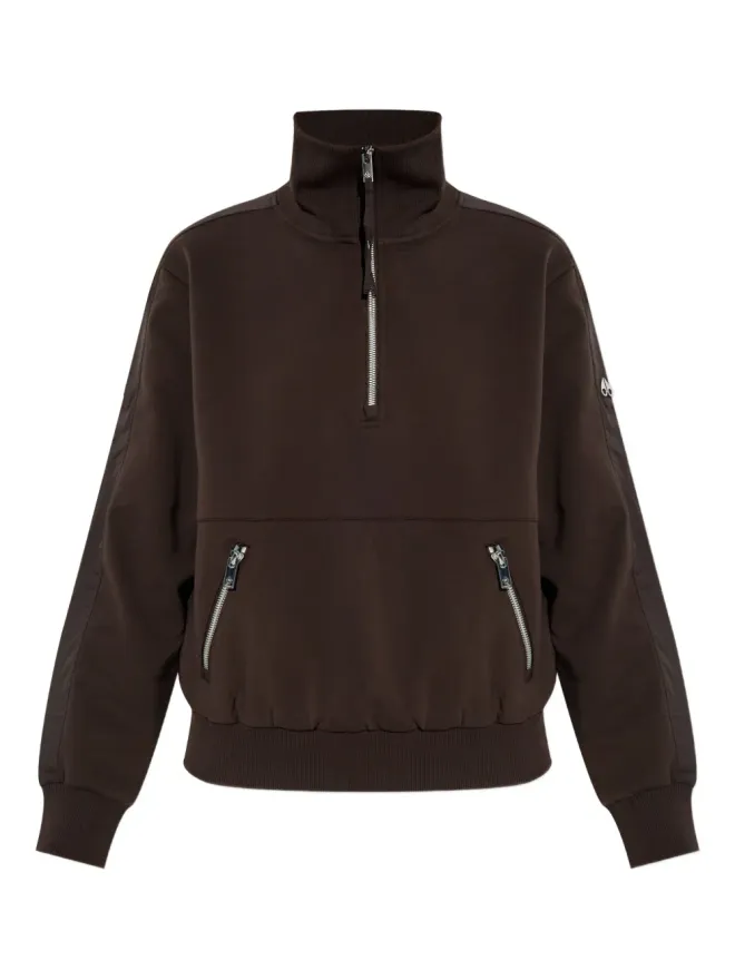 Moose Knuckles Moose Knuckles ミックスメディア クォータージップ スウェットシャツ ブラウンの商品画像