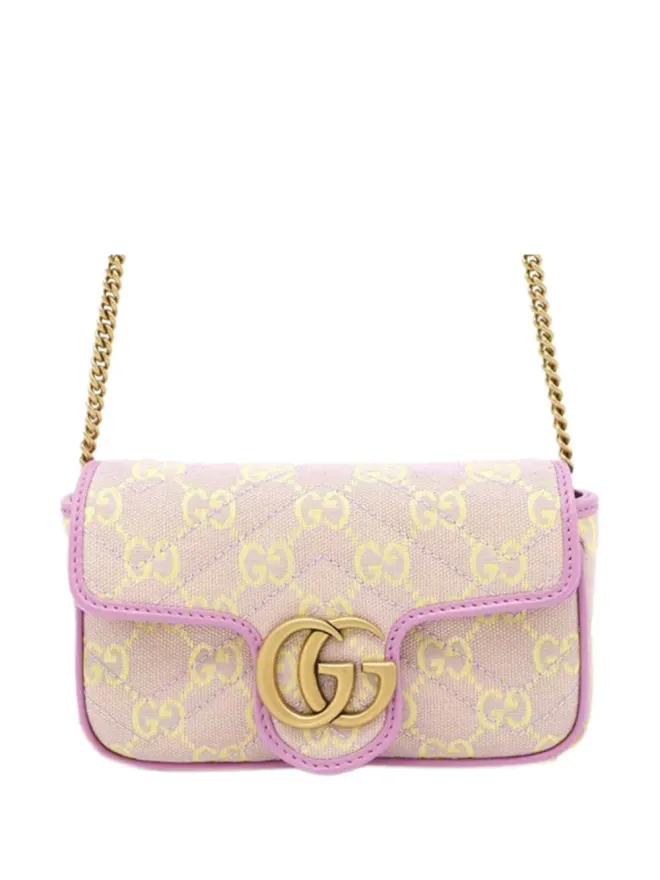 Gucci Pre-Owned Gucci Pre-Owned スーパーミニGG Marmont マテラッセ キャンバス フラップ クロスボディバッグの商品画像