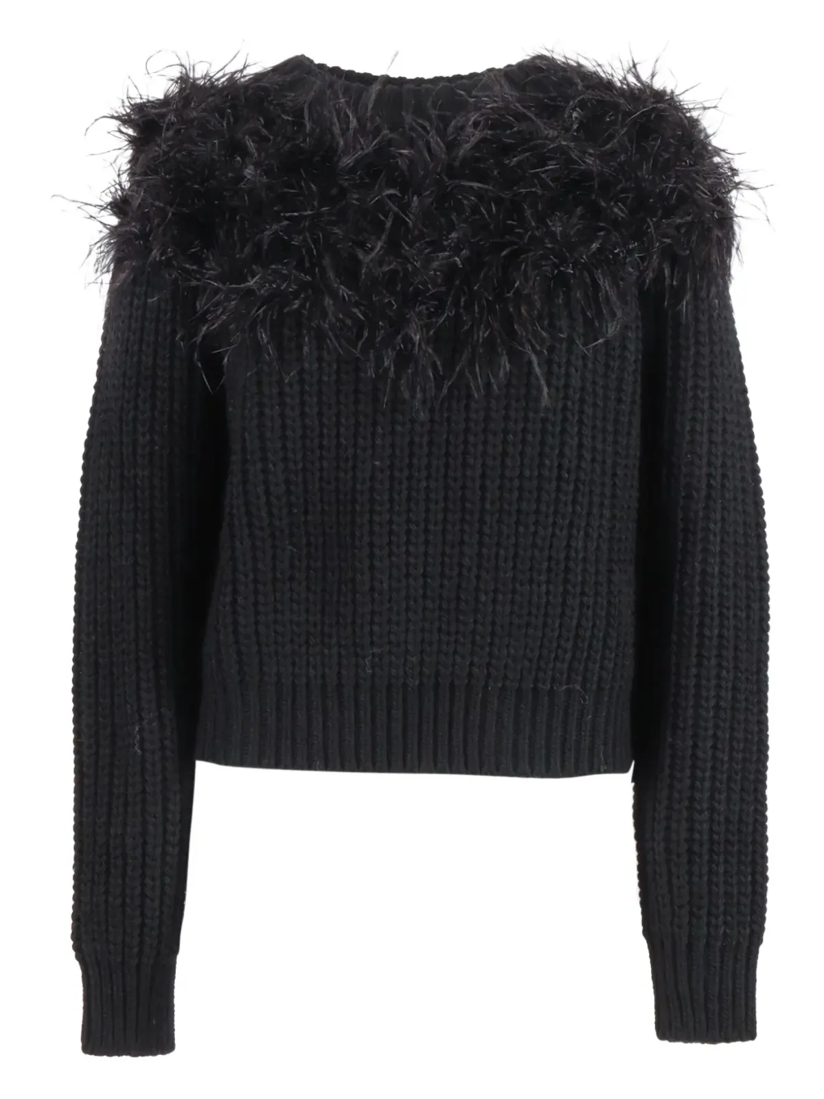 Shirtaporter フェザー・トリム付きリブ編みセーター - 画像1