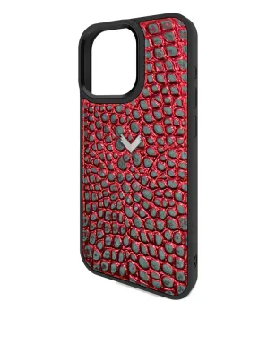 VELANTE クロコダイルテクスチャー iPhone 16 Pro ケース - レッド - サムネイル3