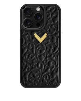 VELANTE 花柄エンボス iPhone 16 Pro ケース - ブラック - サムネイル1