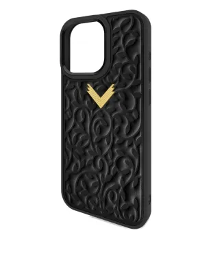 VELANTE 花柄エンボス iPhone 16 Pro ケース - ブラック - サムネイル3
