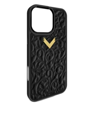 VELANTE 花柄エンボス iPhone 16 Pro ケース - ブラック - サムネイル4