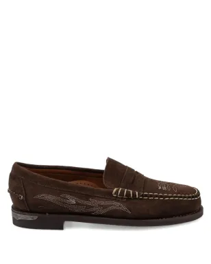 Sebago Dan Dallas 刺繍ペニーローファー - ブラウン - サムネイル1