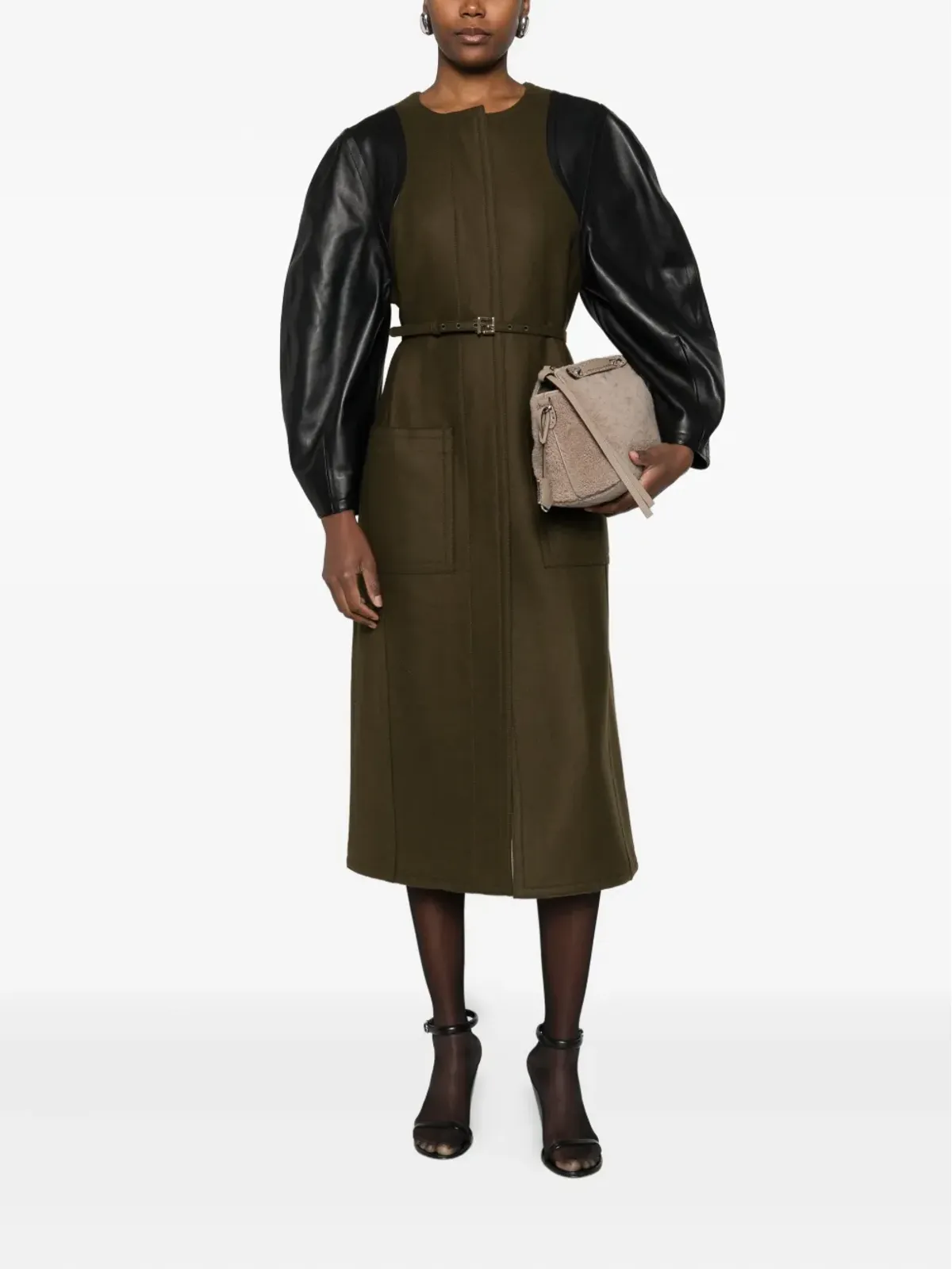 FENDI レザー袖ウールコート - 画像2