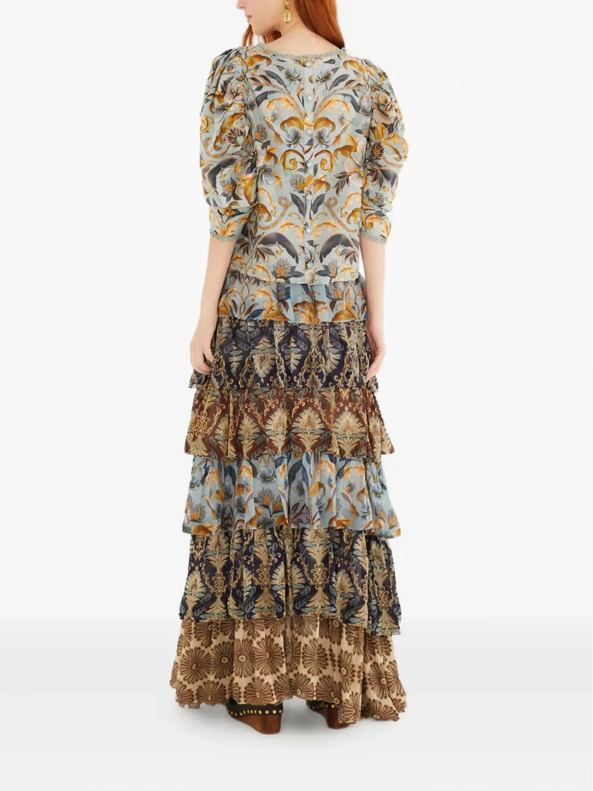 FARM Rio ruffled tiered skirt - Brown - 画像3