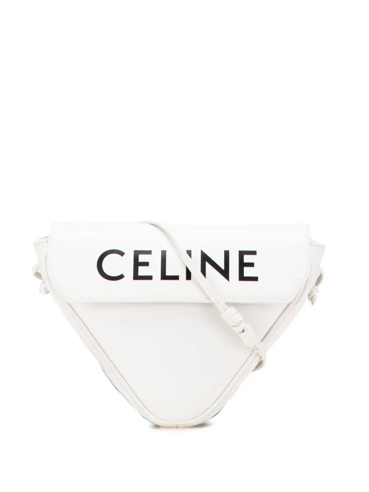 Celine Pre-Owned 2020 スムースカーフスキン ロゴ トライアングル クロスボディバッグ - ホワイト - 画像1