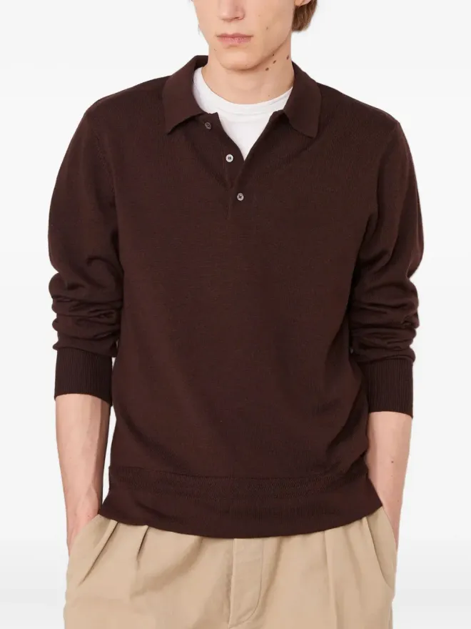 Officine Generale Officine Generale 長袖リブ編みポロシャツの商品画像
