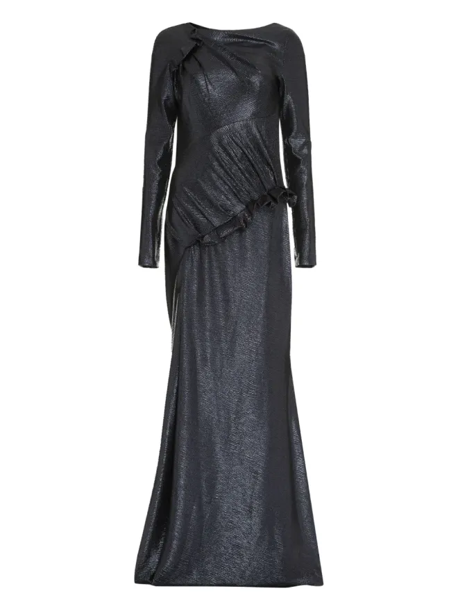 Talbot Runhof Talbot Runhof ドレープネック ラッフル マキシドレスの商品画像