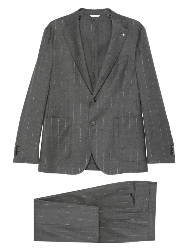 Manuel Ritz Manuel Ritz ウールブレンドのシングルブレストスーツ - グレーの商品画像