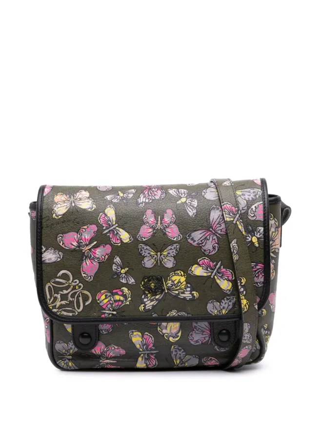 Loewe Pre-Owned Loewe ビンテージ 蝶柄プリント レザー アナグラム クロスボディバッグの商品画像