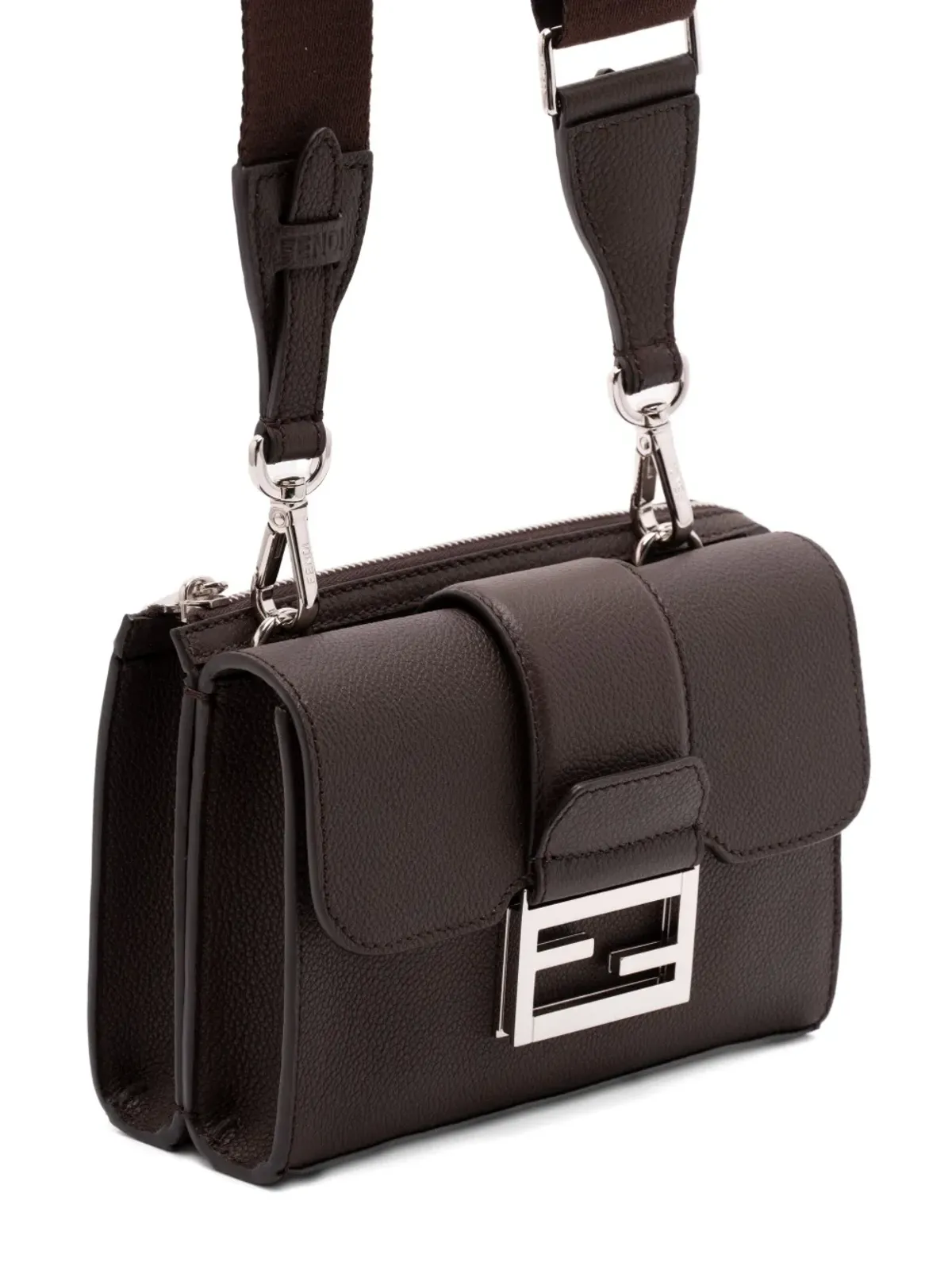 FENDI ダブルバゲット レザー メッセンジャーバッグ - 画像4