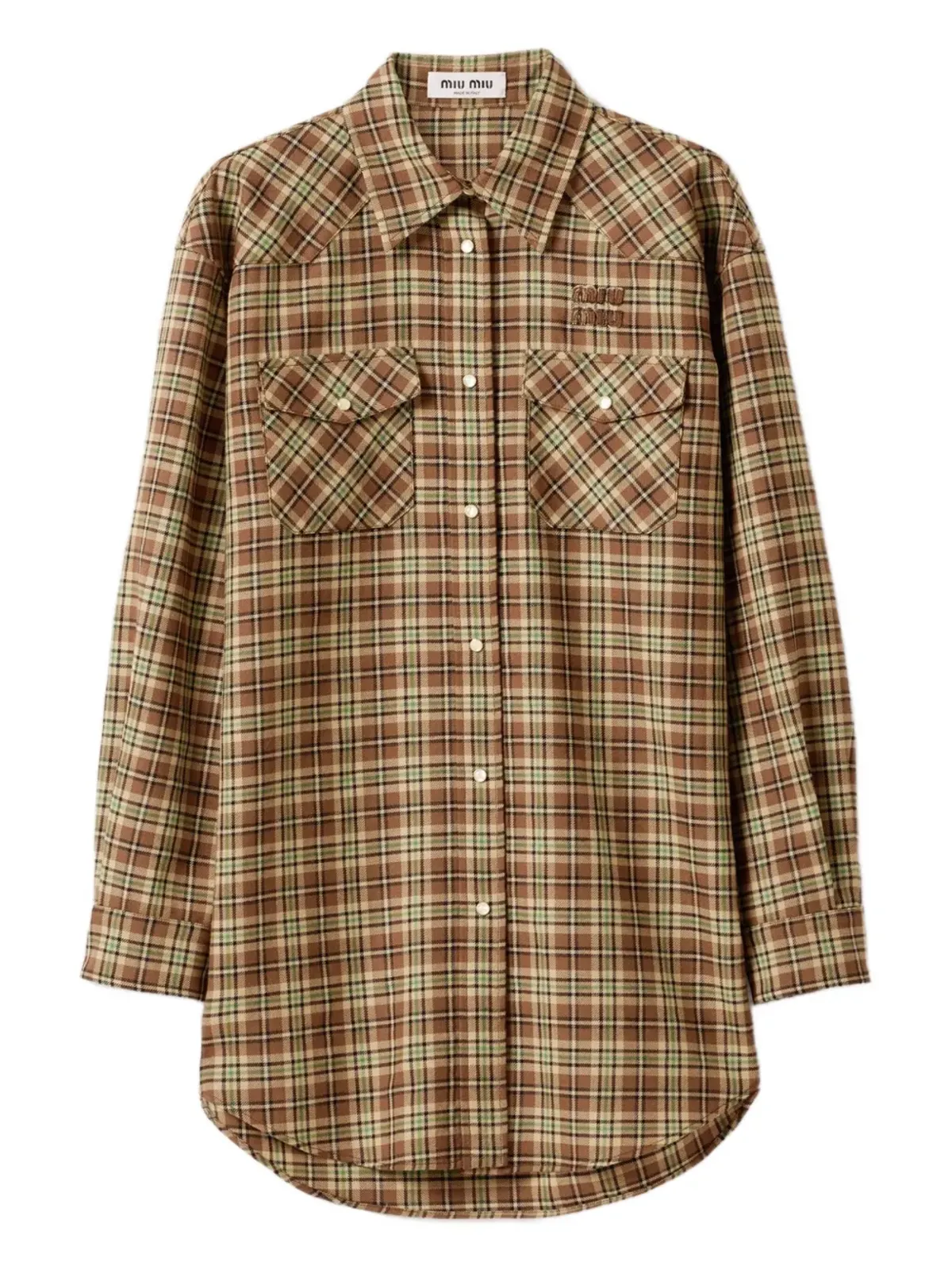 Miu Miu チェック柄スナップボタンシャツ - 画像1