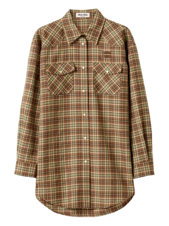 Miu Miu Miu Miu チェック柄スナップボタンシャツの商品画像