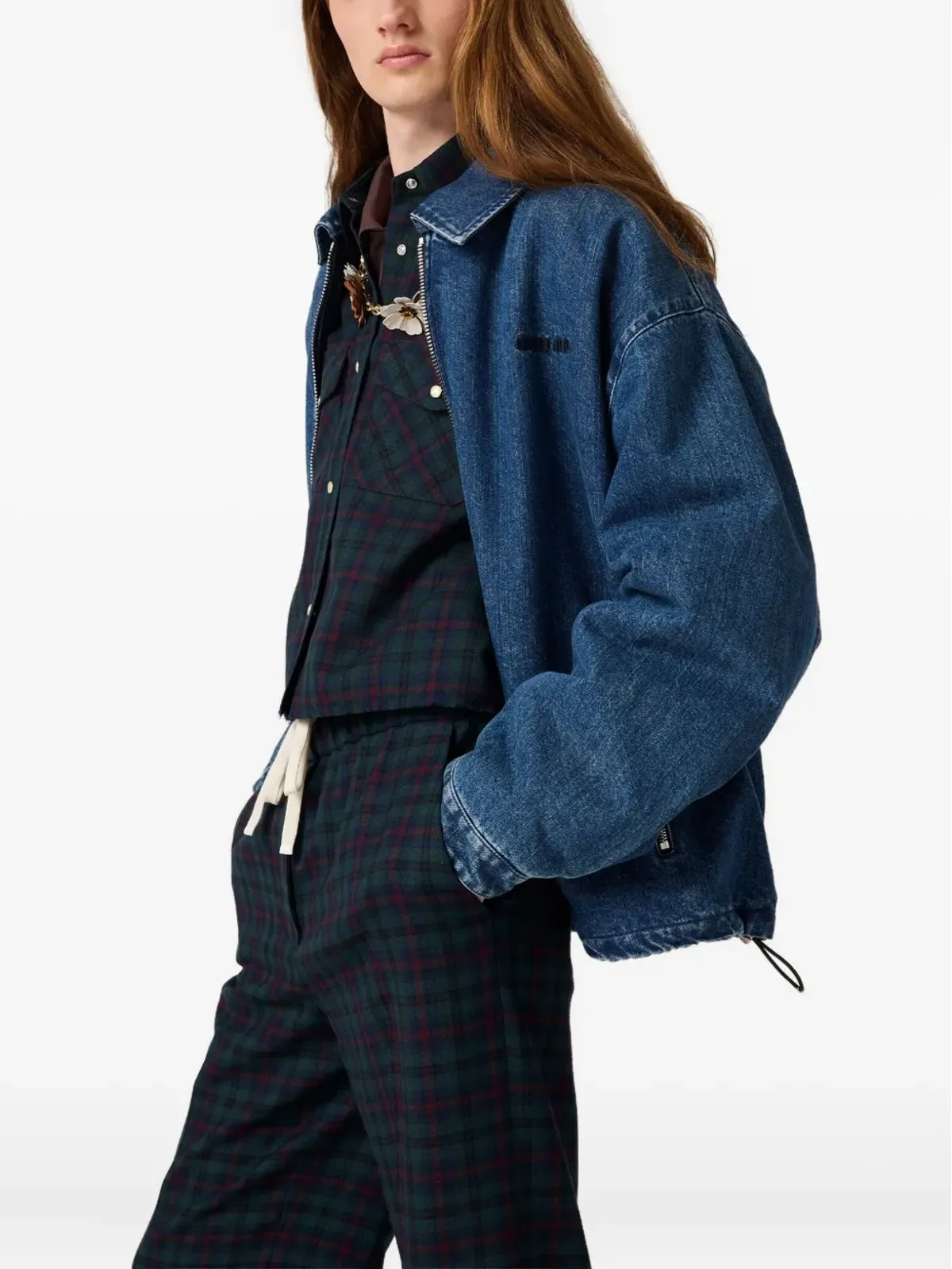 Miu Miu チェック柄スナップボタンシャツ - 画像2