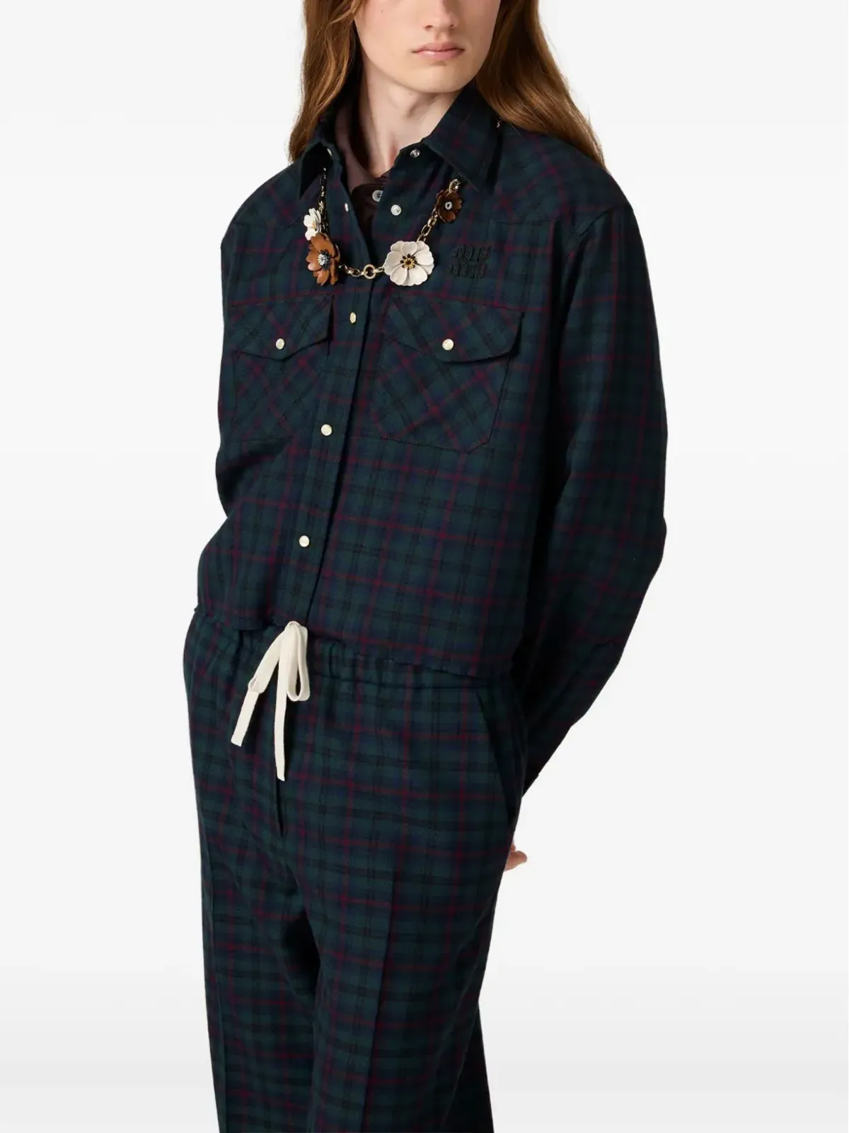 Miu Miu チェック柄スナップボタンシャツ - 画像3