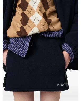 Miu Miu ドローストリング付きフリースミニスカート - サムネイル5