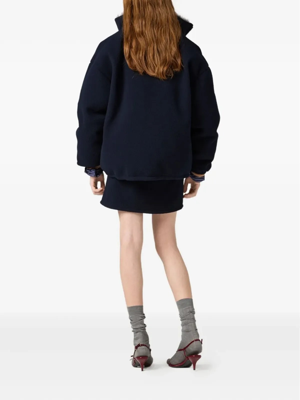Miu Miu ドローストリング付きフリースミニスカート - 画像3