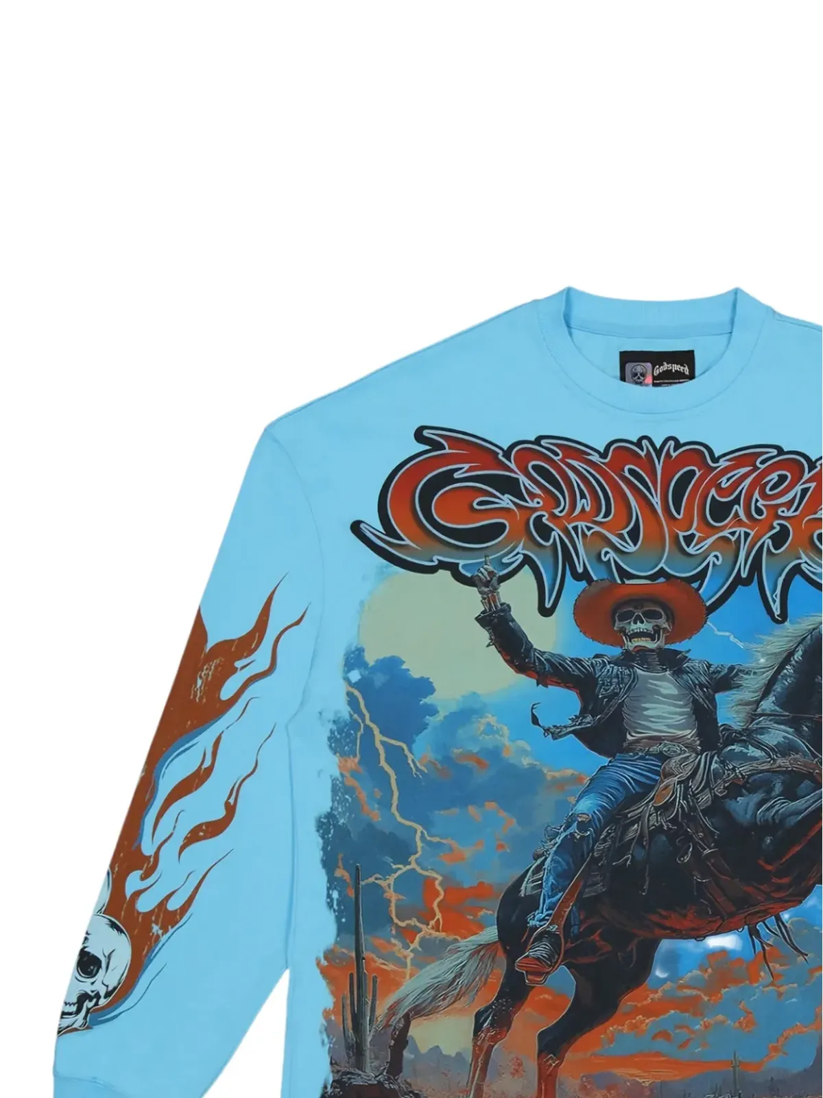 GODSPEED Best Western 長袖Tシャツ ブルー - 画像2