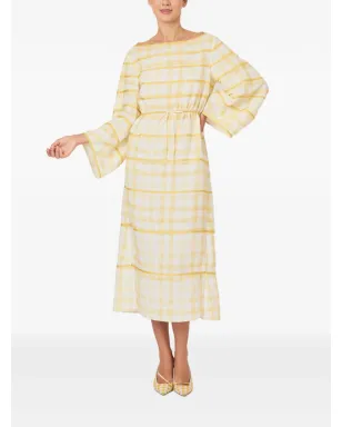 Rosie Assoulin チェック柄ベルスリーブドレス - Yellow - サムネイル2