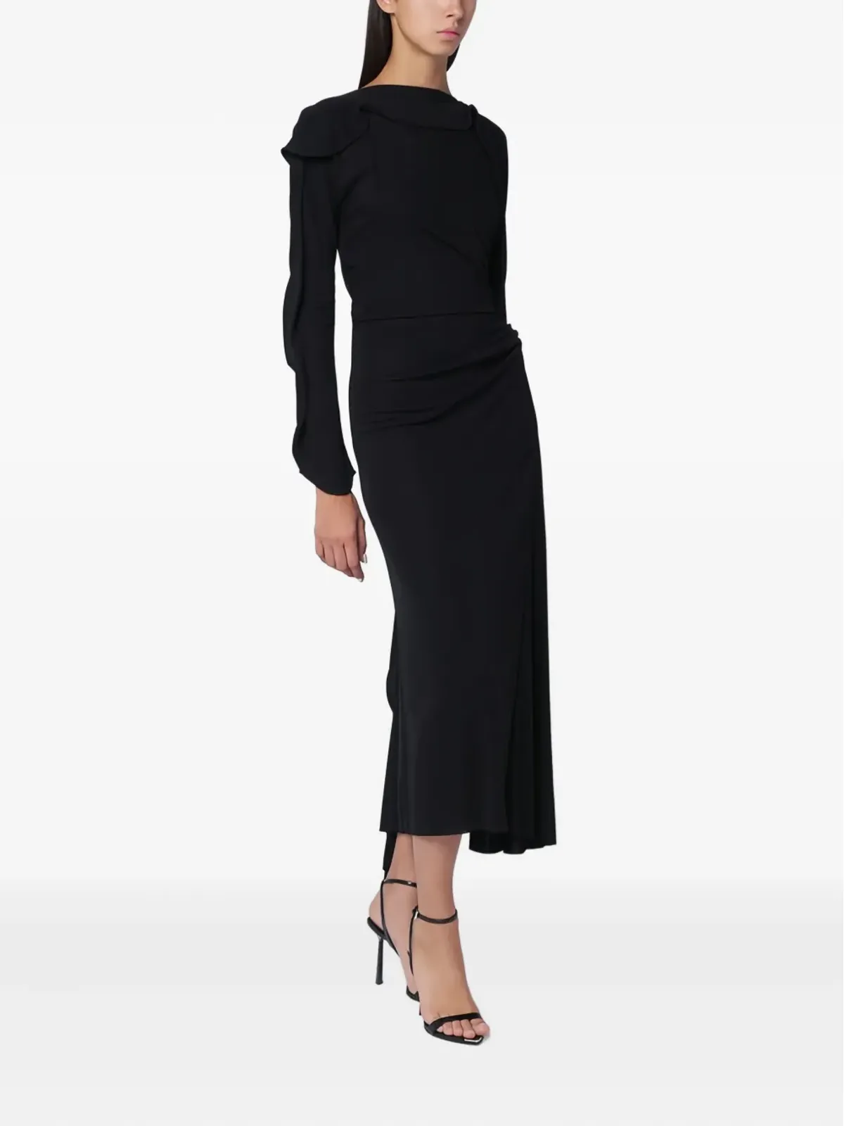 Victoria Beckham ドレープ長袖ミディドレス - 画像2
