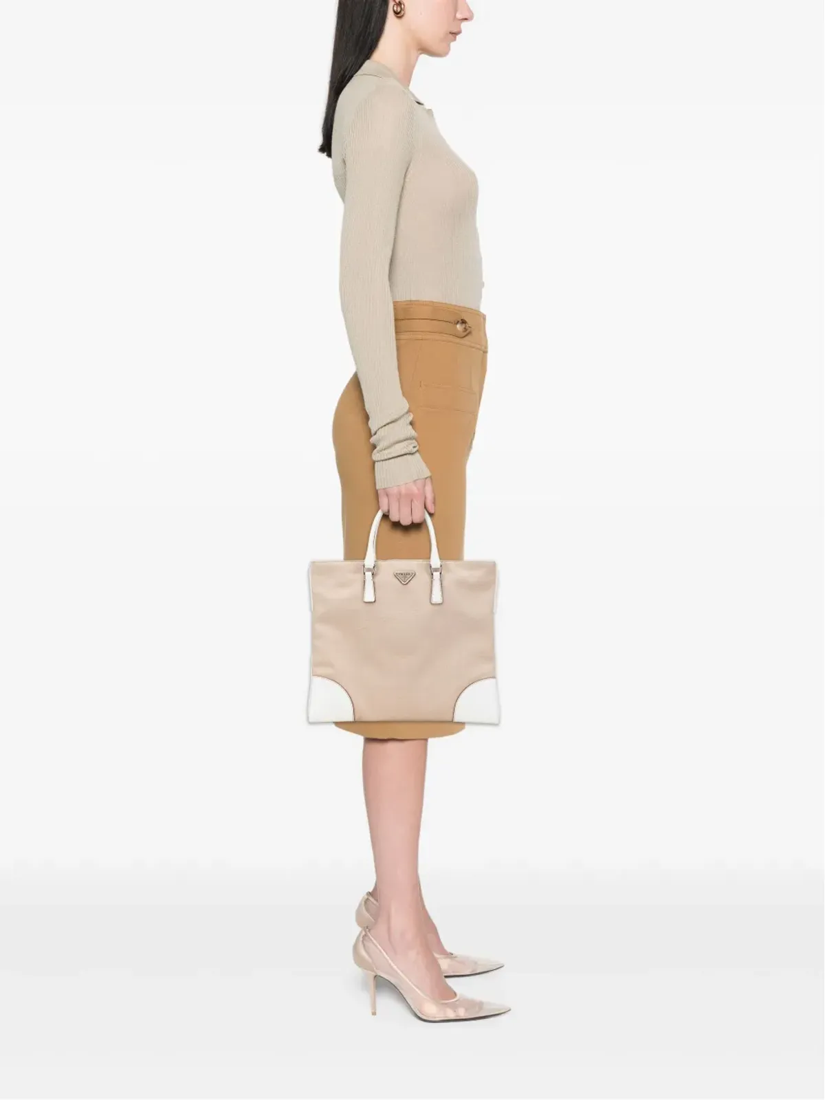 Prada Pre-Owned 2010-2020 Cinghiale Trimmed Canvas Canapa tote bag - Brown - 画像2