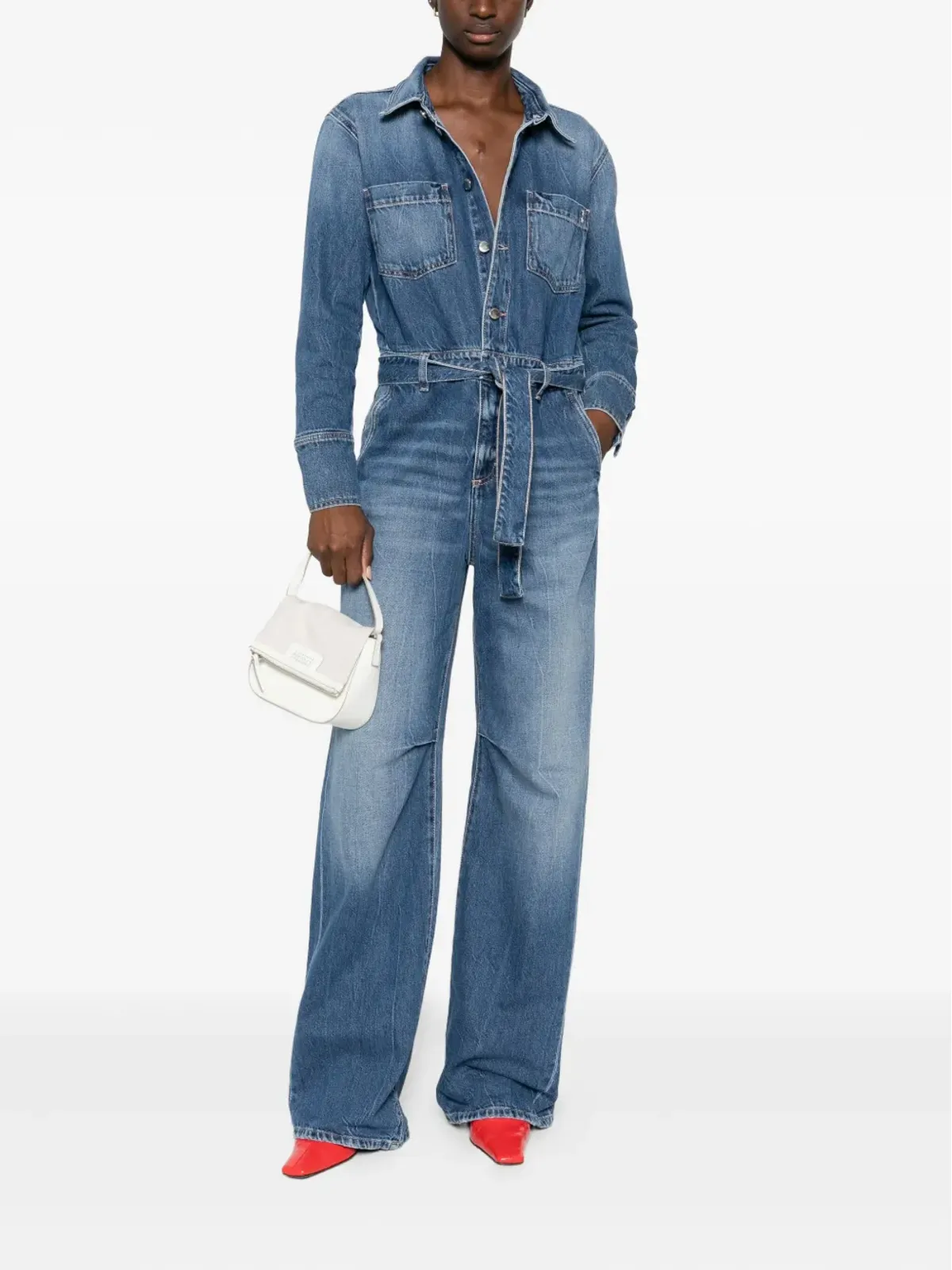 ICON DENIM ベルト付きデニムジャンプスーツ - 画像2