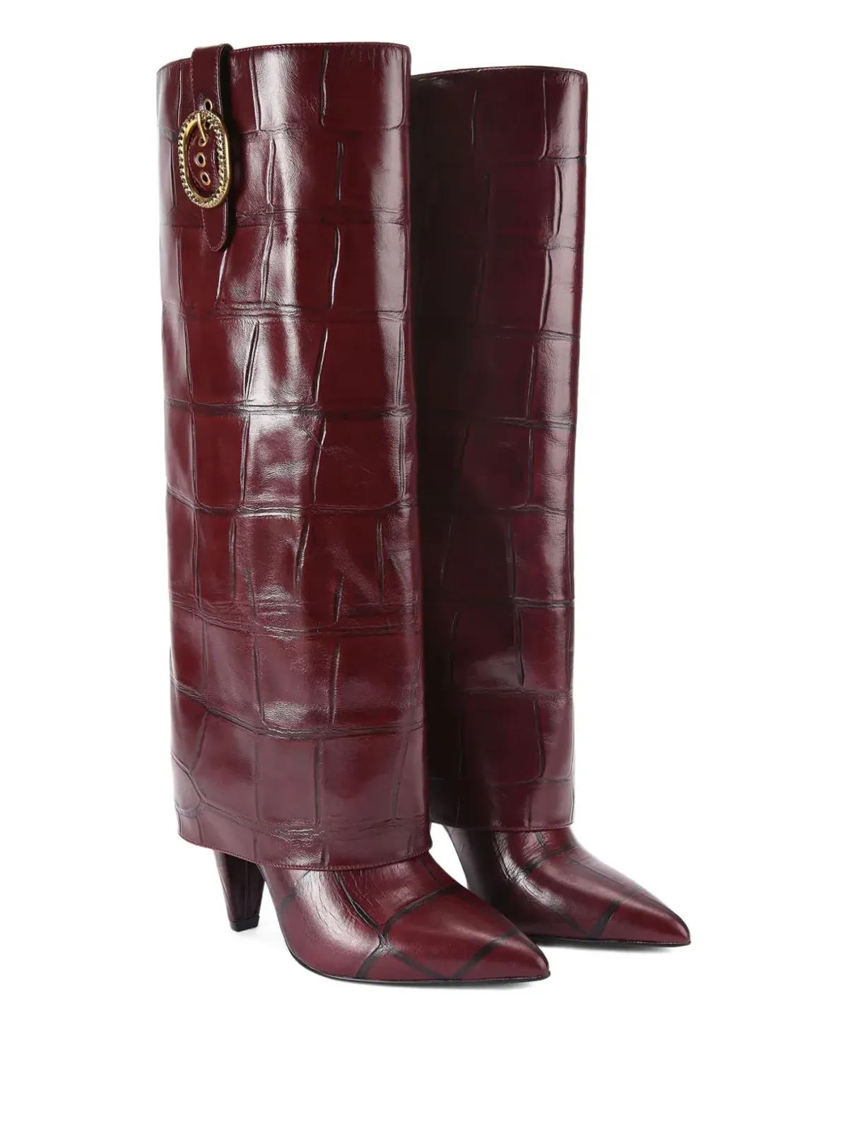 Kurt Geiger London クロコエンボス フォールドオーバーブーツ - レッド - 画像2
