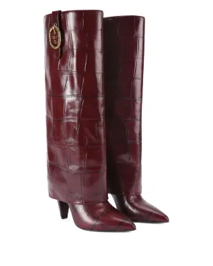 Kurt Geiger London クロコエンボス フォールドオーバーブーツ - レッド - サムネイル2