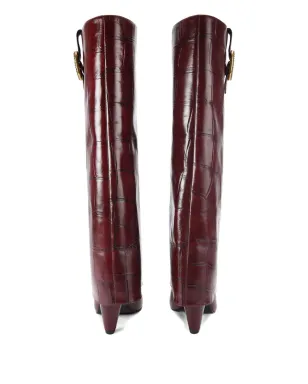 Kurt Geiger London クロコエンボス フォールドオーバーブーツ - レッド - サムネイル3