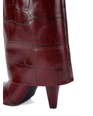 Kurt Geiger London クロコエンボス フォールドオーバーブーツ - レッド - サムネイル4